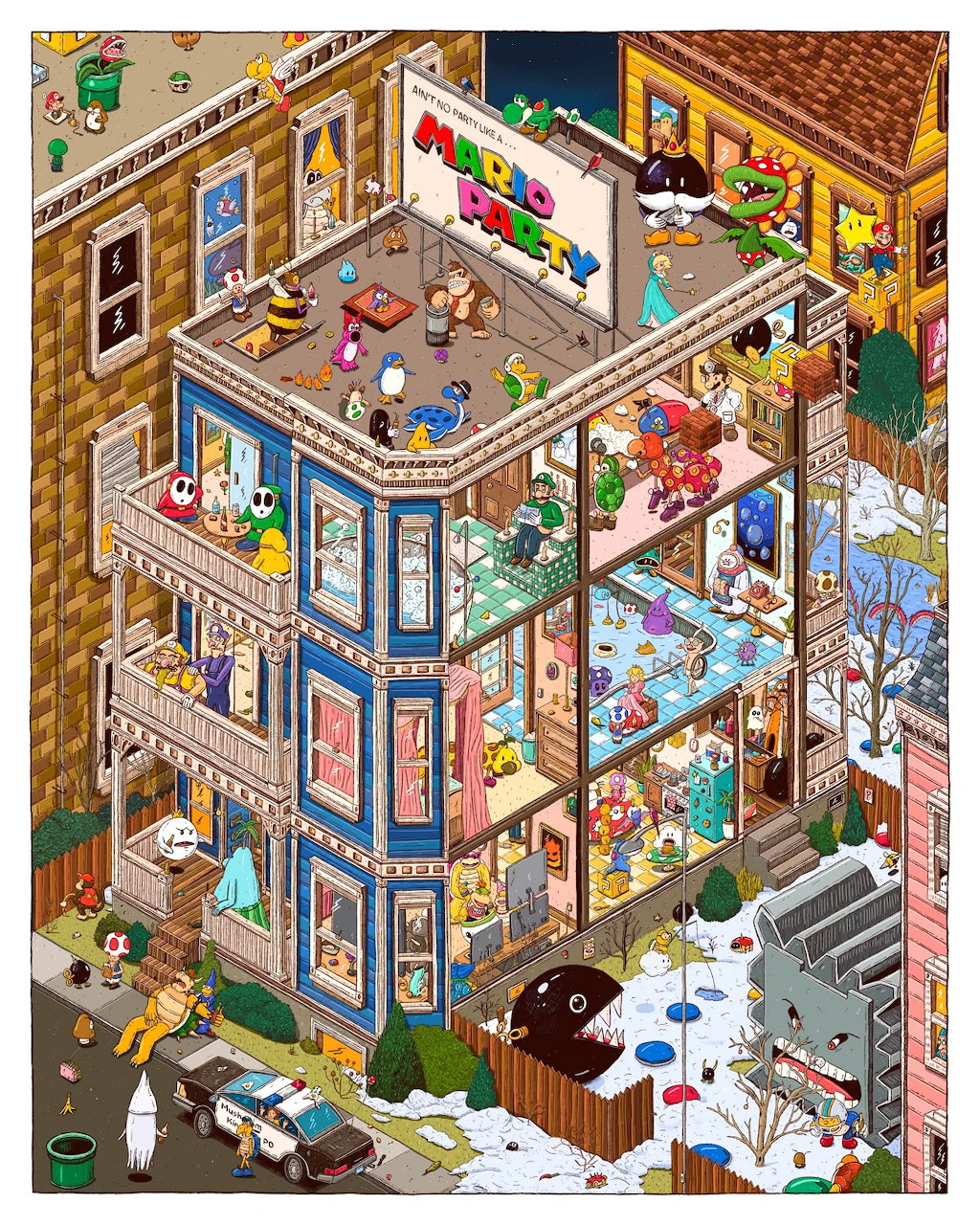 Colorful Dollhouse Cross-Section