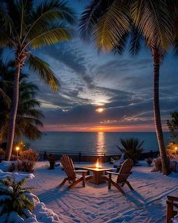 Tropical Beach Sunset Patio