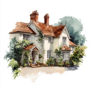 British Cottage Watercolor
