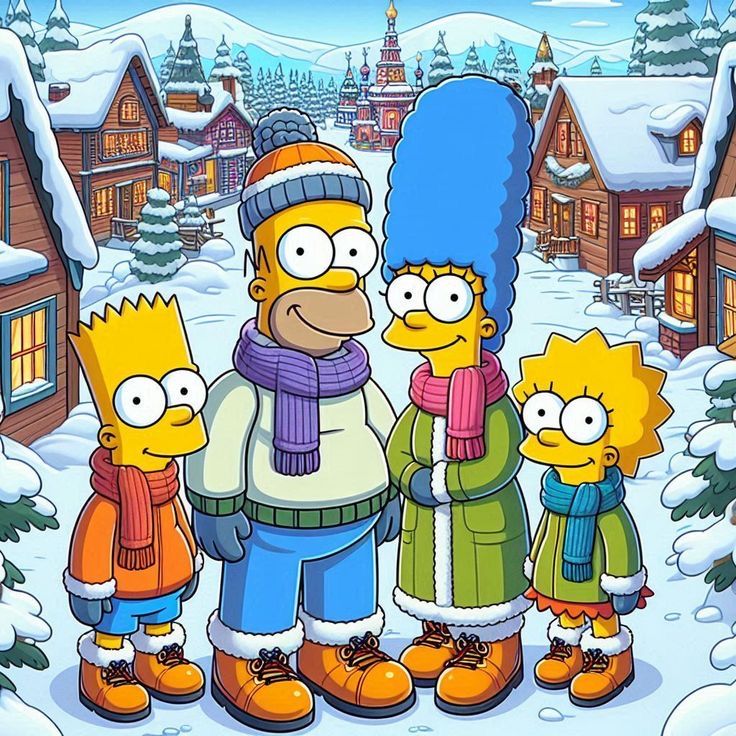 Simpsons Family Winter Scene