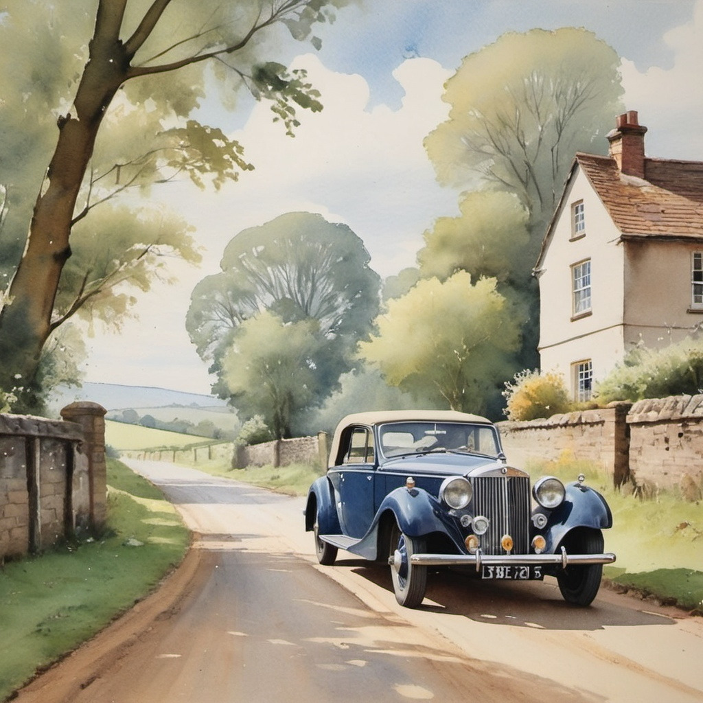 Vintage Car Country Lane