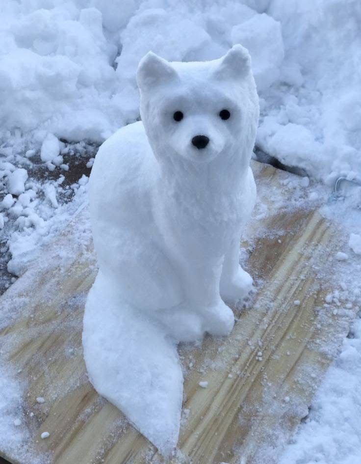 Snow Sculpture White Dog