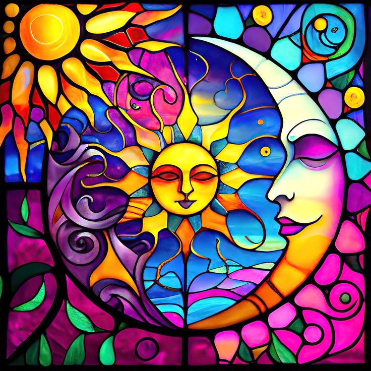Moon Sun Stained Glass