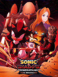 Shadow the Hedgehog character art with Maria and Gerald Robotnik in dark atmospheric setting