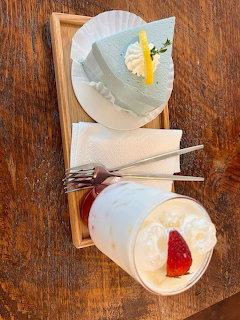 Lemon Cake and Strawberry Latte