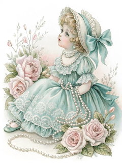 Victorian Girl with Roses