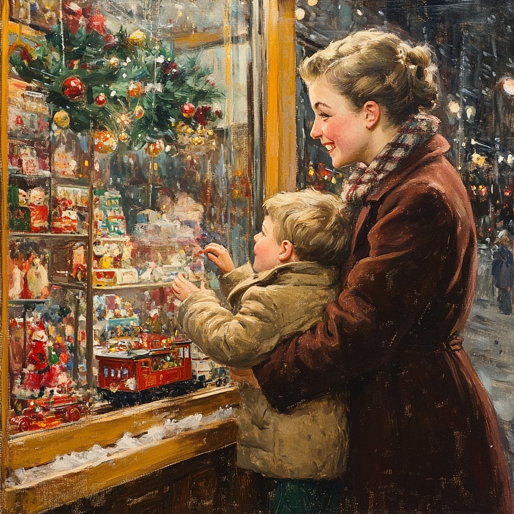 Mother Child Christmas Window