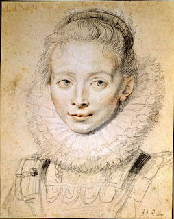 Peter Paul Rubens chalk drawing of his daughter Clara Serena, 1623, young girl with ruffled collar