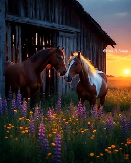 Horses at Sunset Barn