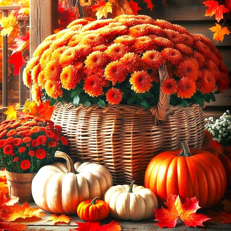 Basket of Fall Mums