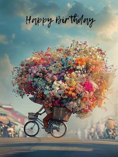 Bicycle with Giant Flower Bouquet