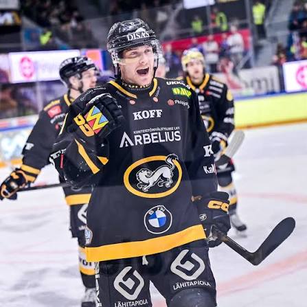 Patrik Virta wearing Oulun Kärpät ice hockey jersey