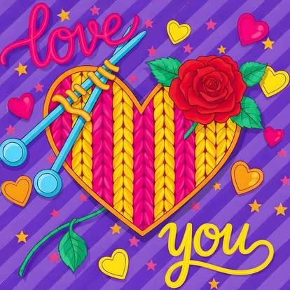 Love You Knitting Heart