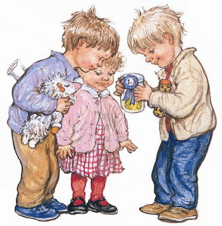 Children with Prize Ribbon