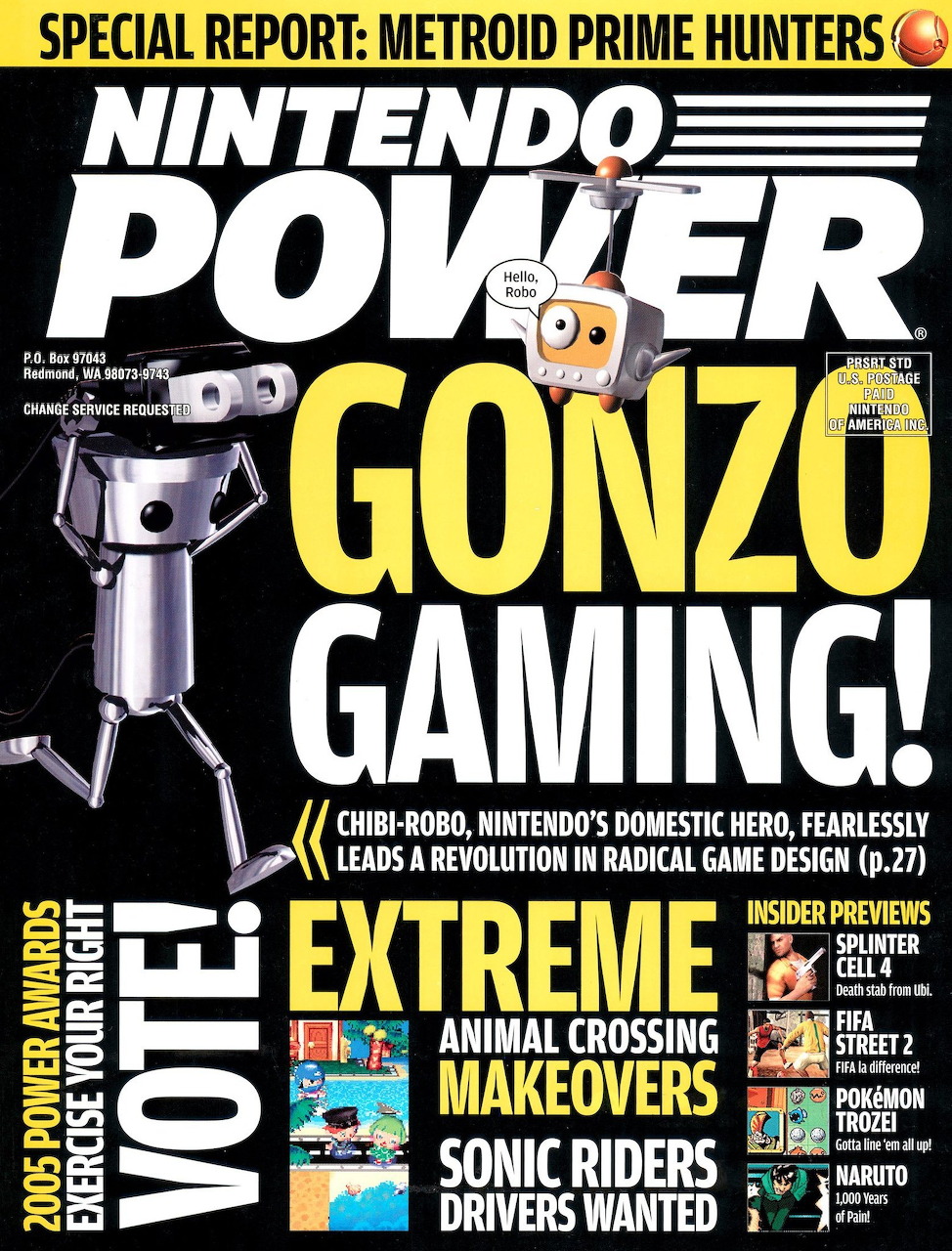 Nintendo Power magazine cover Issue 201 with Gonzo gaming artwork