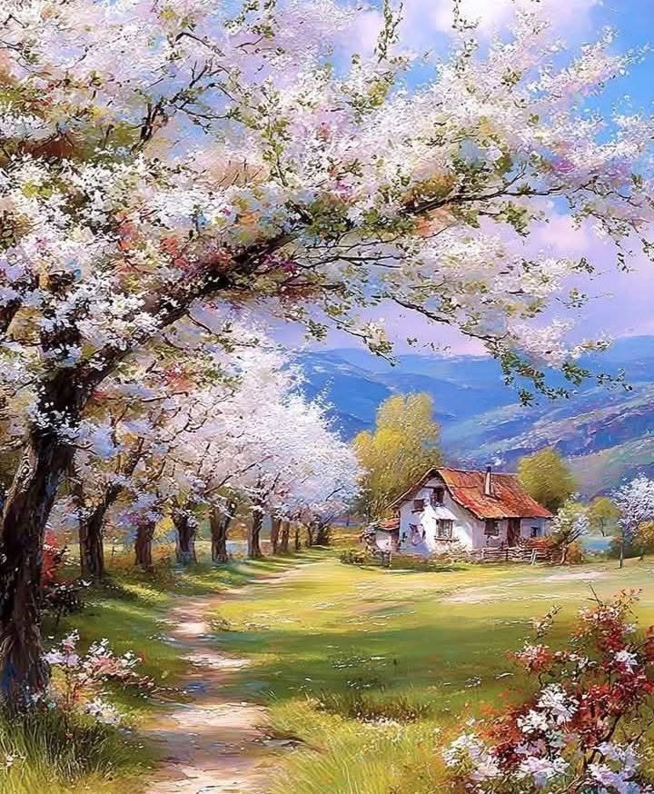 Spring Cottage Blossom Path
