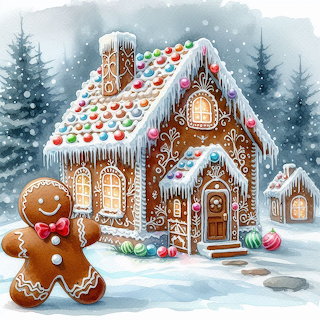 Gingerbread House Winter Scene
