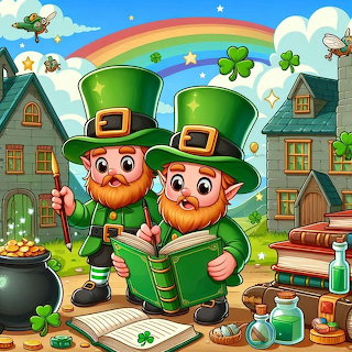 Cartoon Leprechauns Rainbow