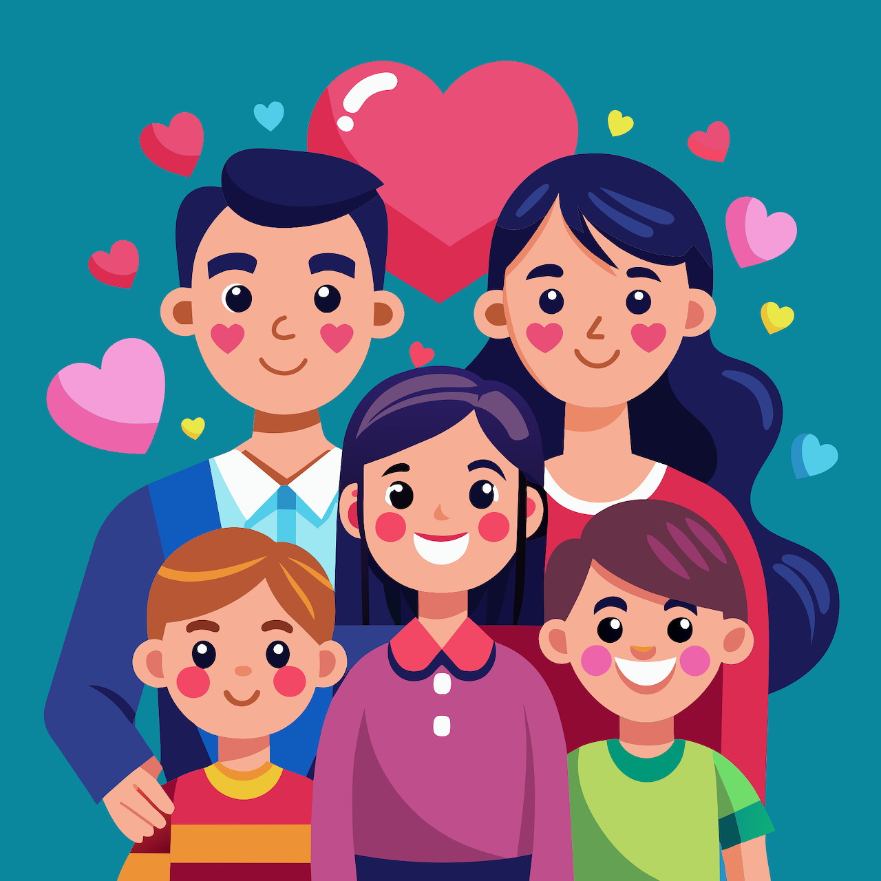 Happy Family Cartoon