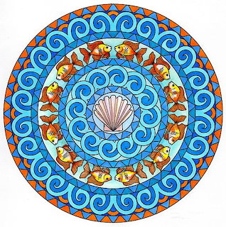 Mandala with Shell and Fish