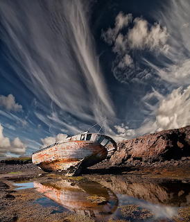 Abandoned Boat Dramatic Sky