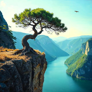 Tree on Mountain Cliff Eagle