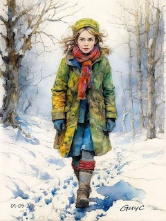 Child Walking in Snow