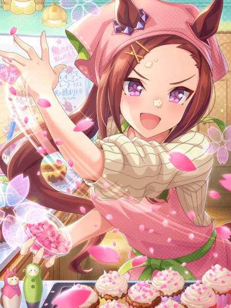 Anime girl Sakura Bakushin O with pink hair and horse ears