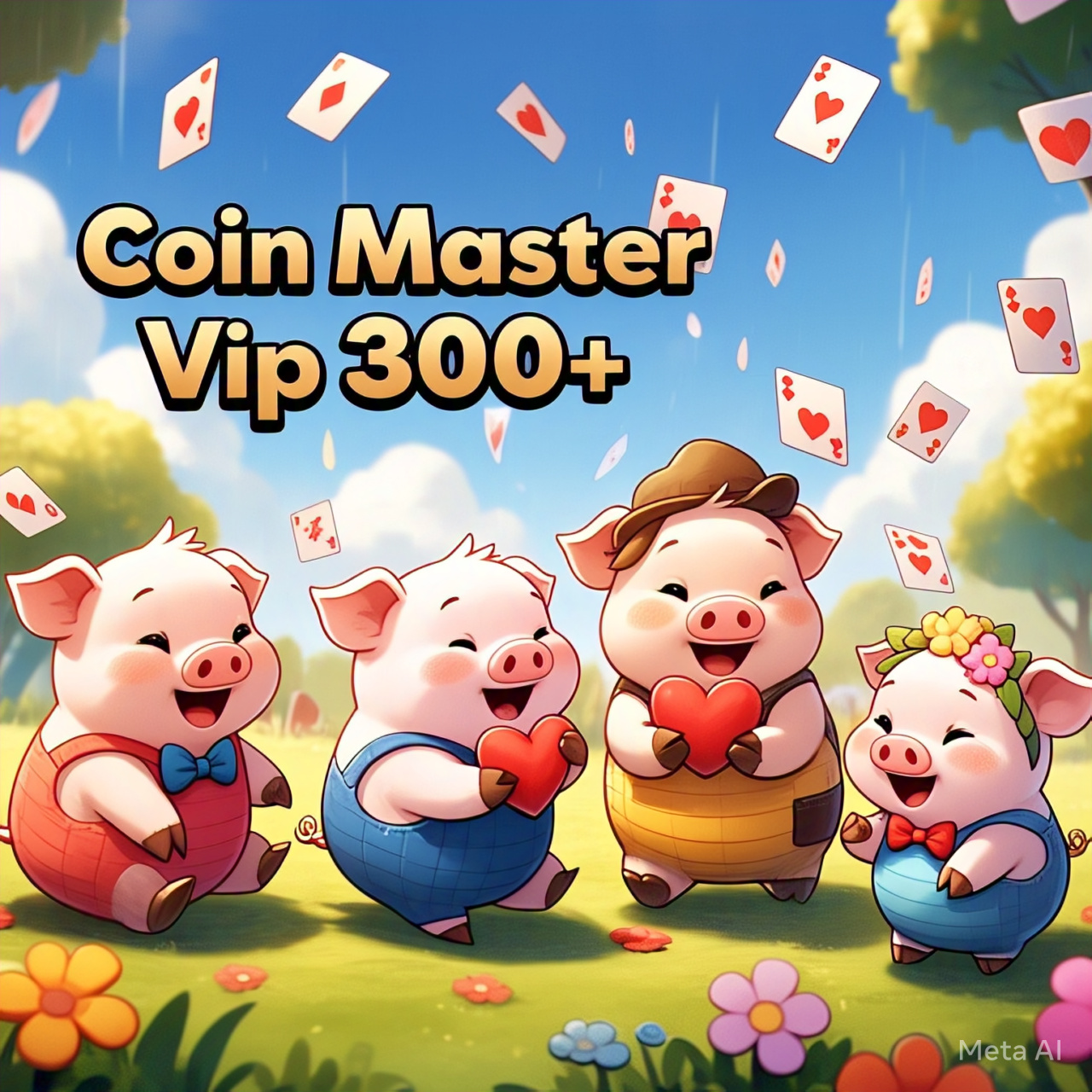 Cartoon Pigs Playing Cards