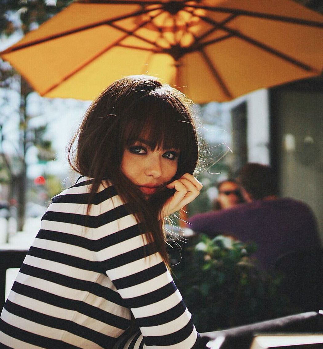 Woman in Striped Shirt