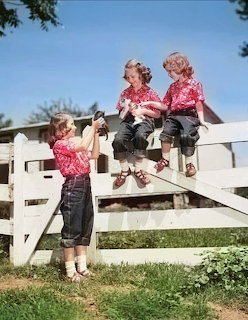 Farm Girls with Kittens