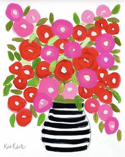Flowers in Striped Vase