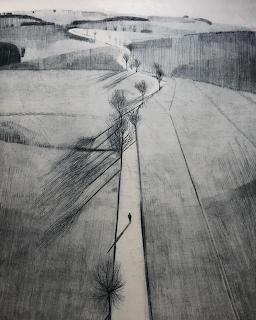 Winter Landscape Drypoint Print