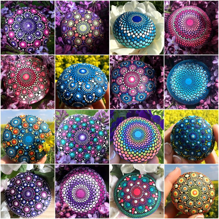 Painted Mandala Stone Collage