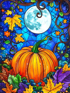 Fall Pumpkin Stained Glass