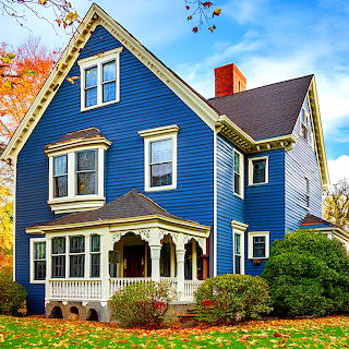 Blue Victorian House with Porch