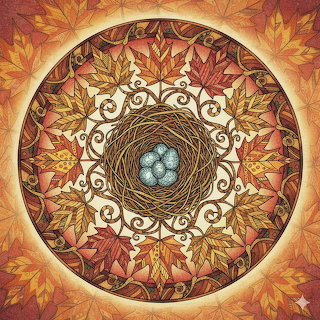 Autumn Mandala with Nest