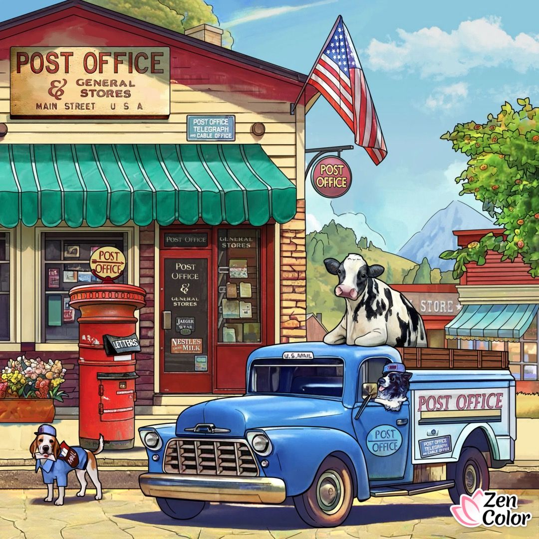 Vintage Post Office Street Scene