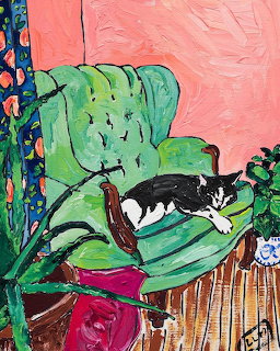 Tuxedo Cat in Green Armchair