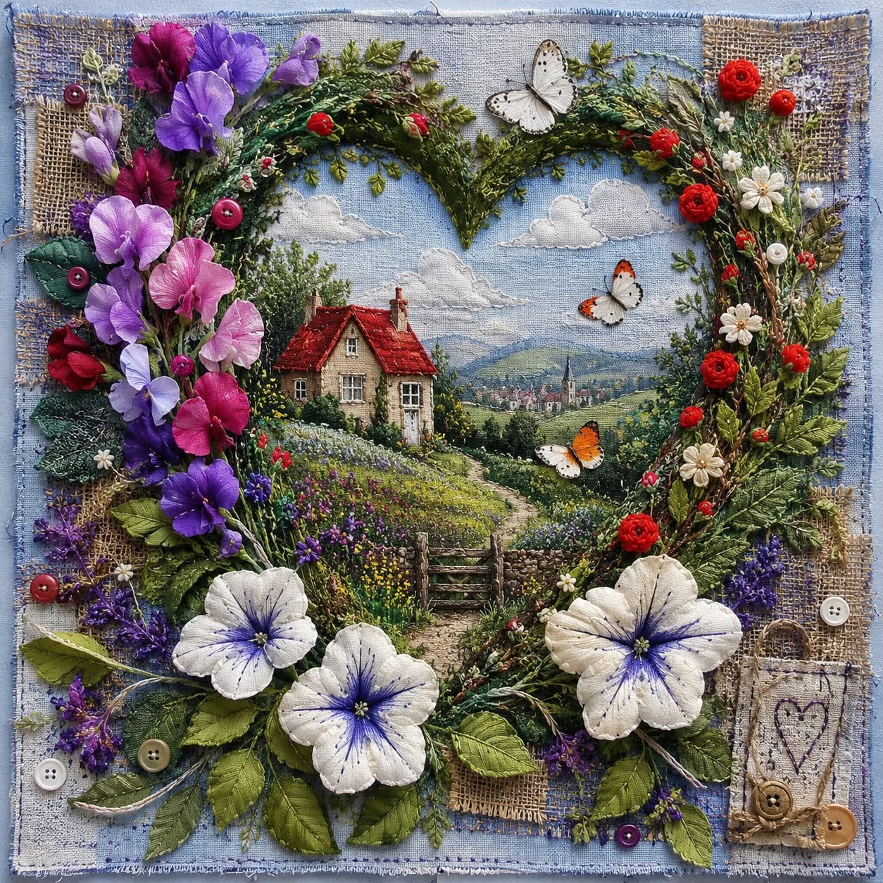 Heart Wreath Cottage Embroidery