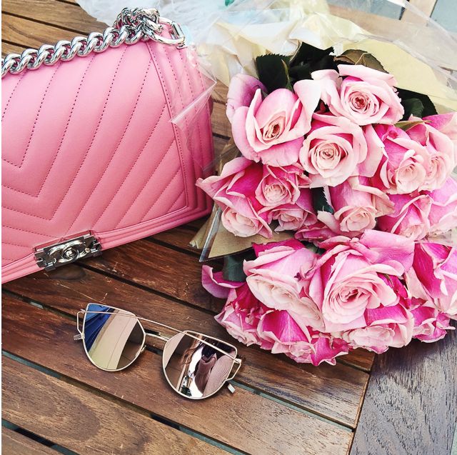 Pink Roses and Handbag