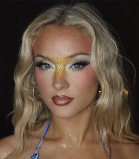 Zara Larsson Yellow Rhinestone Makeup