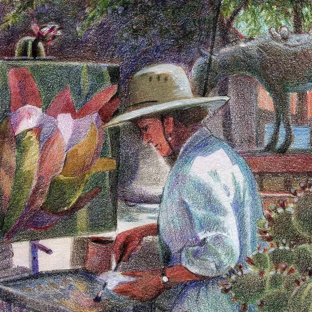 Woman Painting Flowers