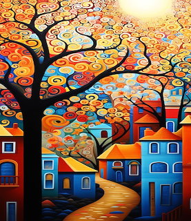 Colorful Village Swirl Tree