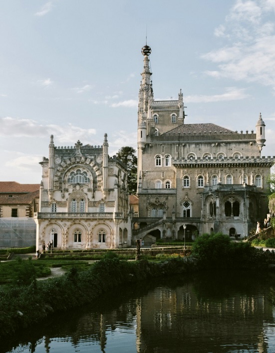 Palace of Sintra in Portugal with two large white conical chimneys