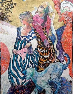 Women in Colorful Headscarves Painting