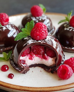 Chocolate Raspberry Cheesecake Domes