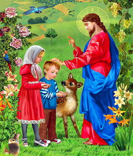 Jesus Blessing Children with Deer