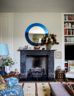 Blue Circle Mirror Fireplace