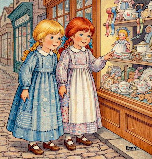Girls Shopping Window Display
